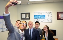 Gregg Fisher takes a selfie with students in the Fisher Research Collaborative. Read his profile in this issue of Buffalo Business. 
