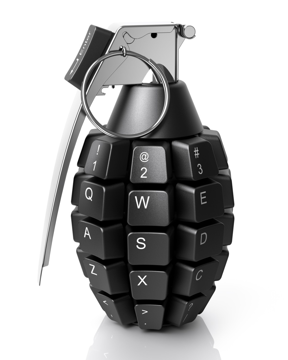 Grenade with computer keys. 