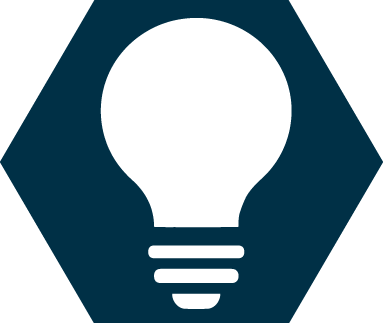 Blue icon with lightbulb that represents Innovation, Entrepreneurship and Leadership and links to information about the Innovation, Entrepreneurship and Leadership strategic initiative. 